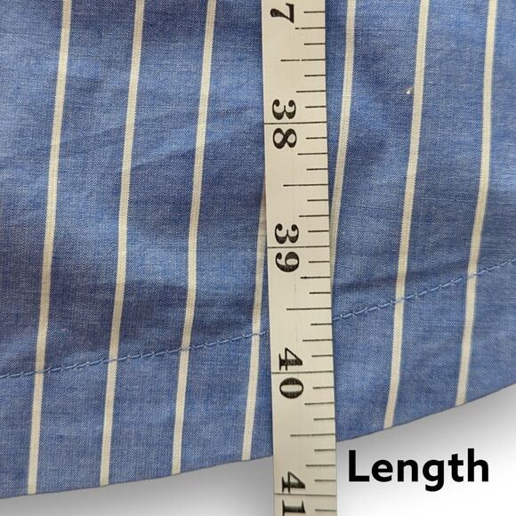 Matilda Jane Womens Sundress Sz XS Chambray Blue Striped Gold Tie Shoulder Dress - Picture 7 of 8